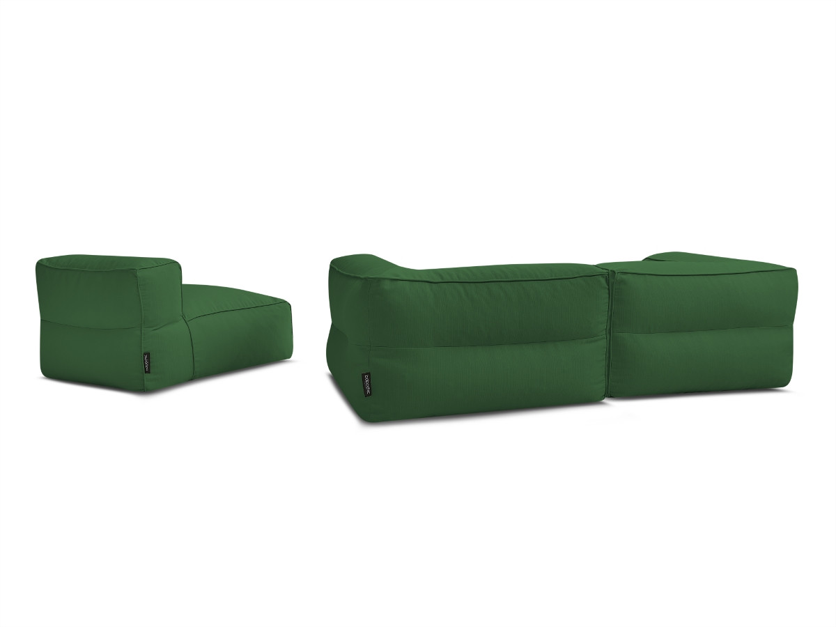 Canapé de jardin modulable GIULIA avec bâche de protection, 2 angles et 1 chauffeuse 1 place