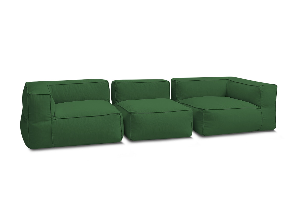 Canapé de jardin modulable GIULIA avec bâche de protection, 2 angles et 1 chauffeuse 1 place