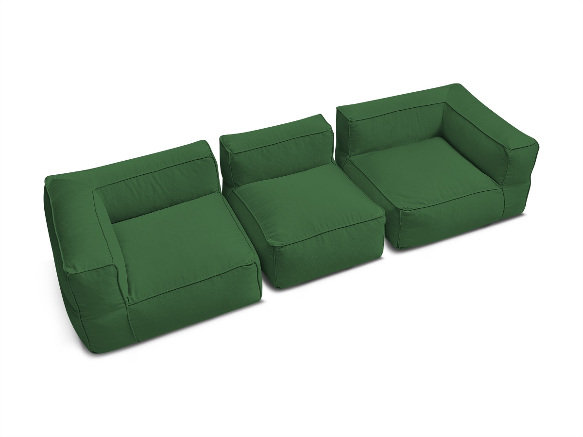 Canapé de jardin modulable GIULIA avec bâche de protection, 2 angles et 1 chauffeuse 1 place