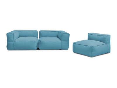 Canapé de jardin modulable GIULIA avec bâche de protection, 2 angles et 1 chauffeuse 1 place