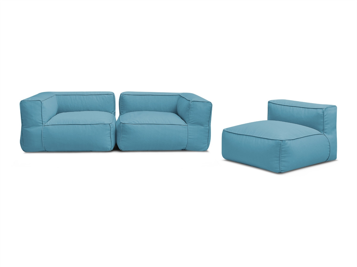 Canapé de jardin modulable GIULIA avec bâche de protection, 2 angles et 1 chauffeuse 1 place