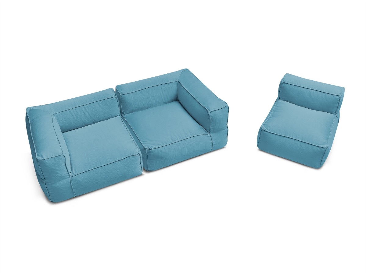 Canapé de jardin modulable GIULIA avec bâche de protection, 2 angles et 1 chauffeuse 1 place