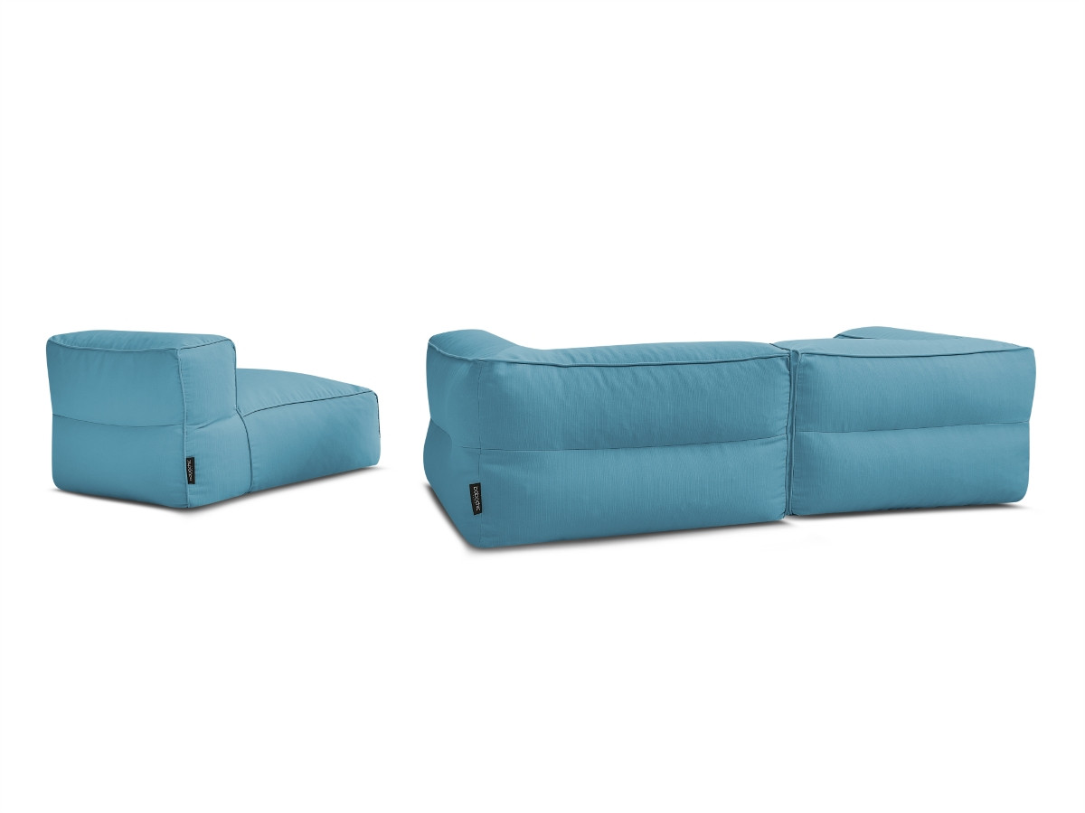 Canapé de jardin modulable GIULIA avec bâche de protection, 2 angles et 1 chauffeuse 1 place