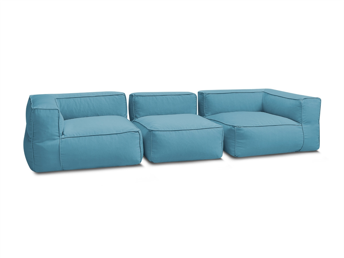 Canapé de jardin modulable GIULIA avec bâche de protection, 2 angles et 1 chauffeuse 1 place