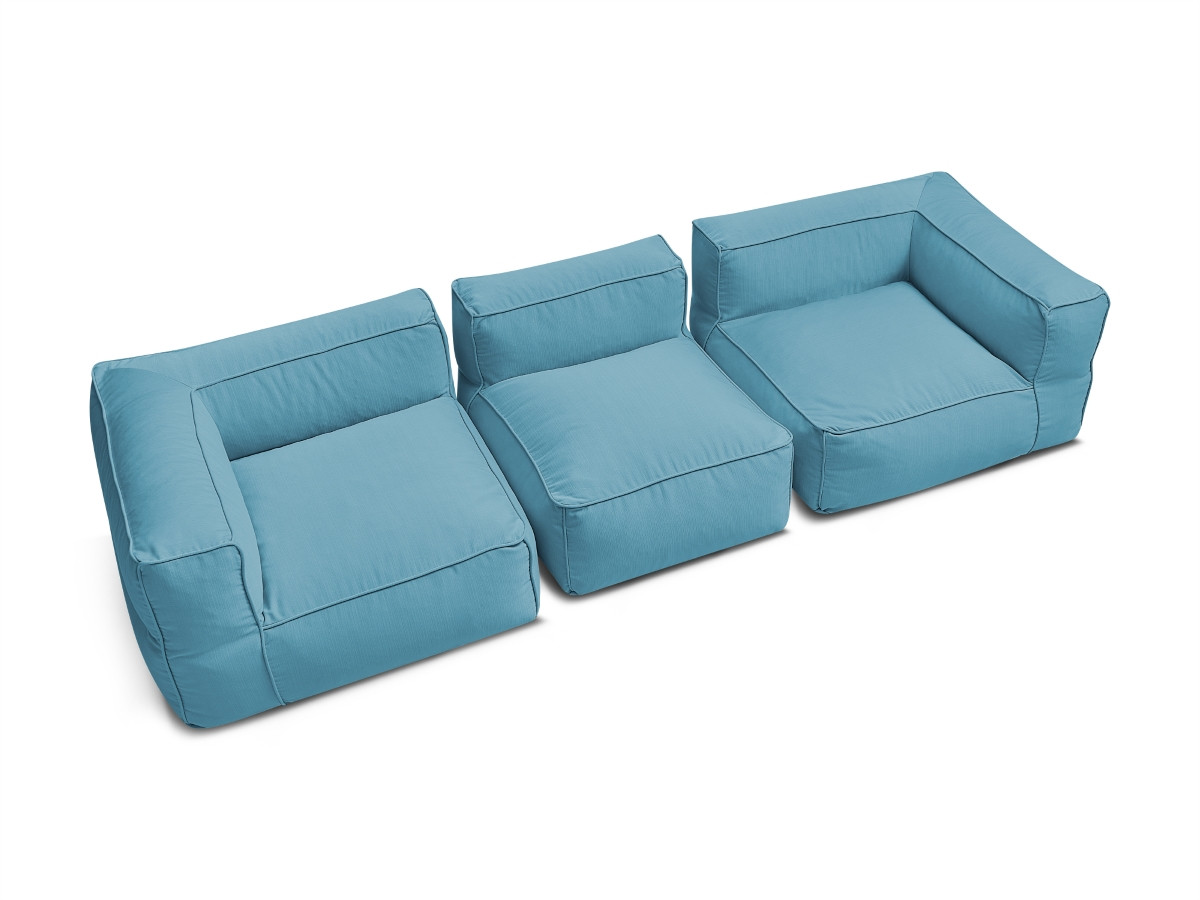 Canapé de jardin modulable GIULIA avec bâche de protection, 2 angles et 1 chauffeuse 1 place