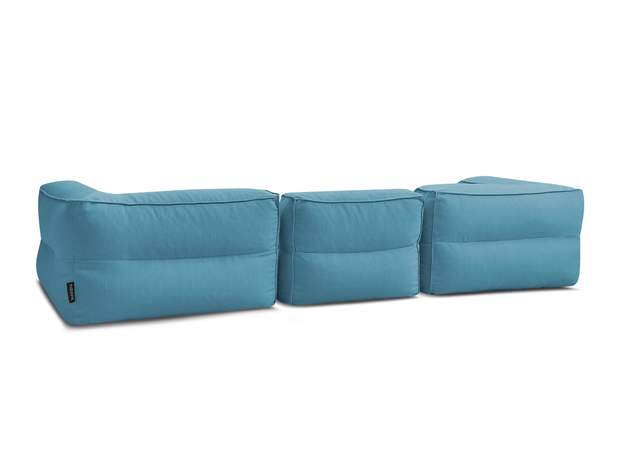 Canapé de jardin modulable GIULIA avec bâche de protection, 2 angles et 1 chauffeuse 1 place