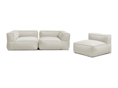 Canapé de jardin modulable GIULIA avec bâche de protection, 2 angles et 1 chauffeuse 1 place
