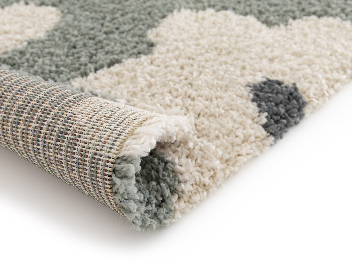 Tapis poils courts SUZY motif fleur bleu — vue 4