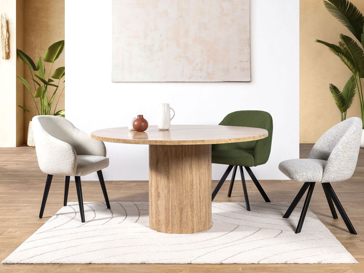 Ronde eettafel D.140 cm BOECIA naturel travertijn