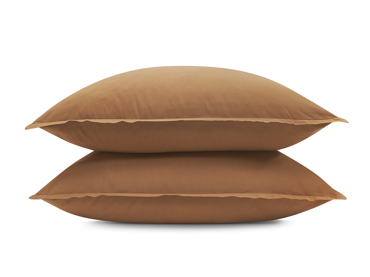 Parure de lit adulte en Percale de coton HERA avec une housse de couette, taies d'oreiller ocre — vue 5