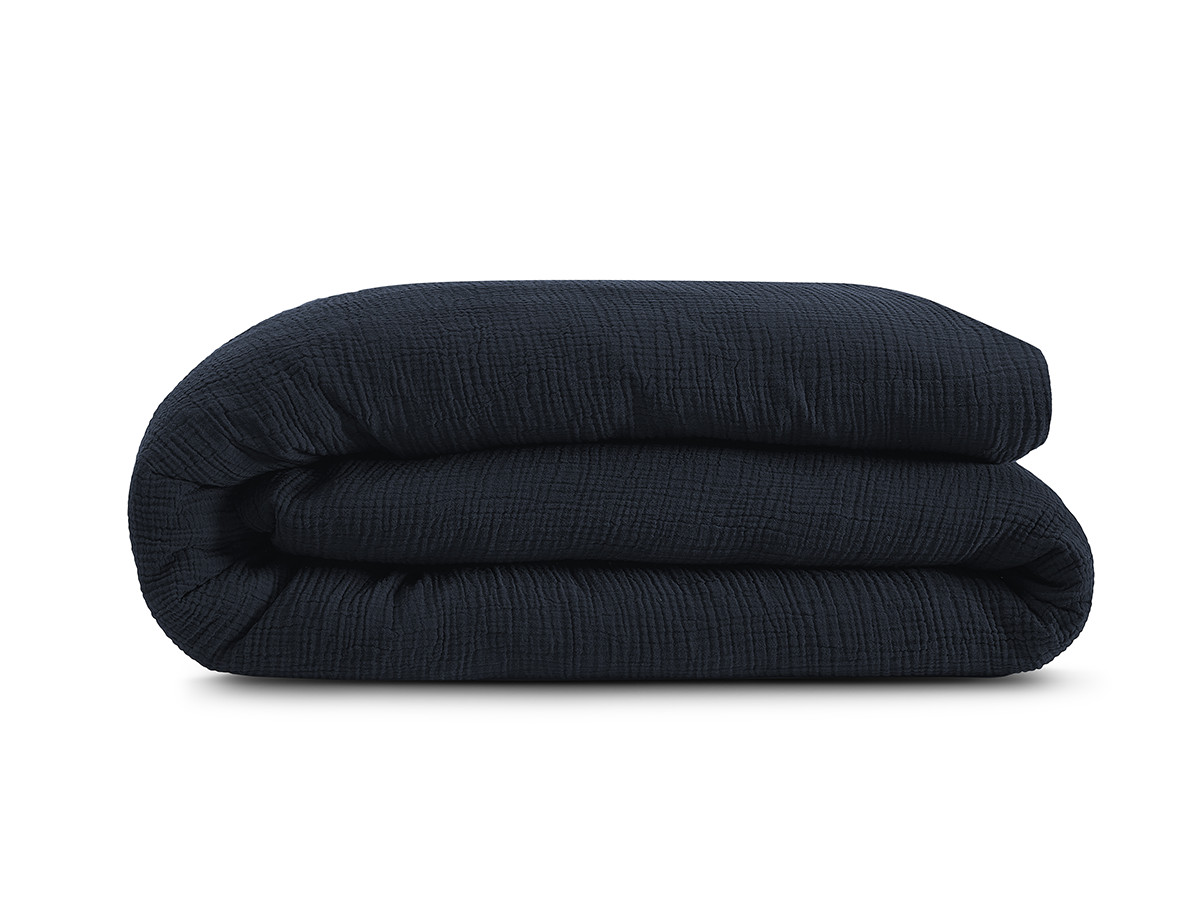 Housse de couette HESTIA en gaze de coton bleu foncé — vue 4