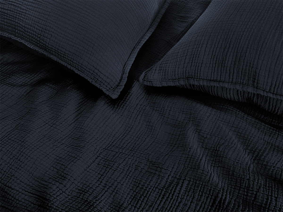 Housse de couette HESTIA en gaze de coton bleu foncé — vue 6
