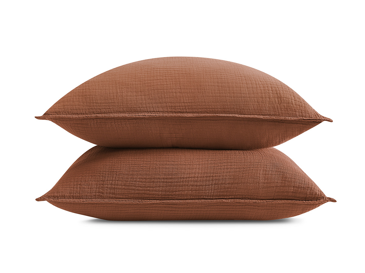 1 hestia katoenen gaas kussensloop gekleurd terracotta