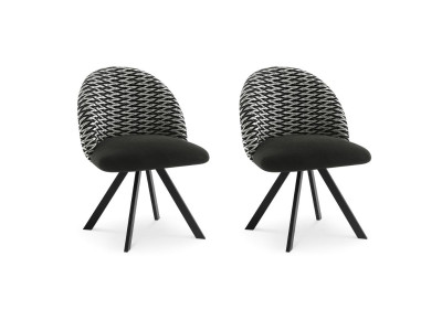 Lot de 2 chaises LALIE tissu chenille avec pieds étoile