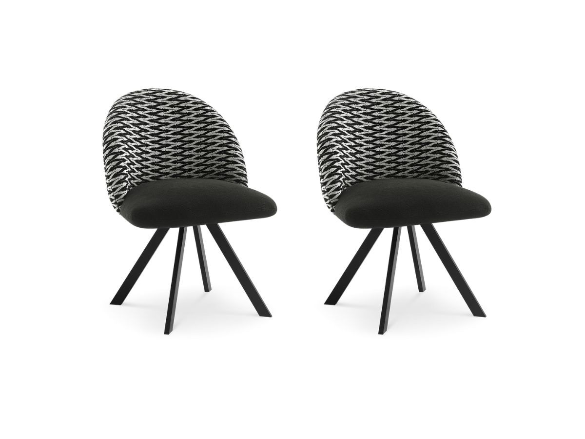 Set van 2 LALIE chenille stoffen stoelen met sterpoten