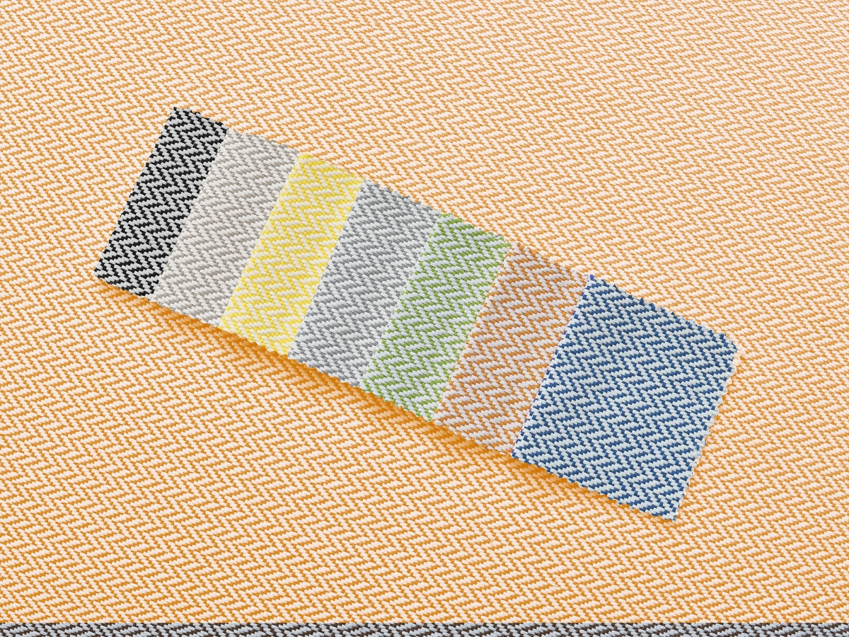 Canapé d'angle fixe EVEREST tissu chiné - Orange - Angle droit - 10 coussins