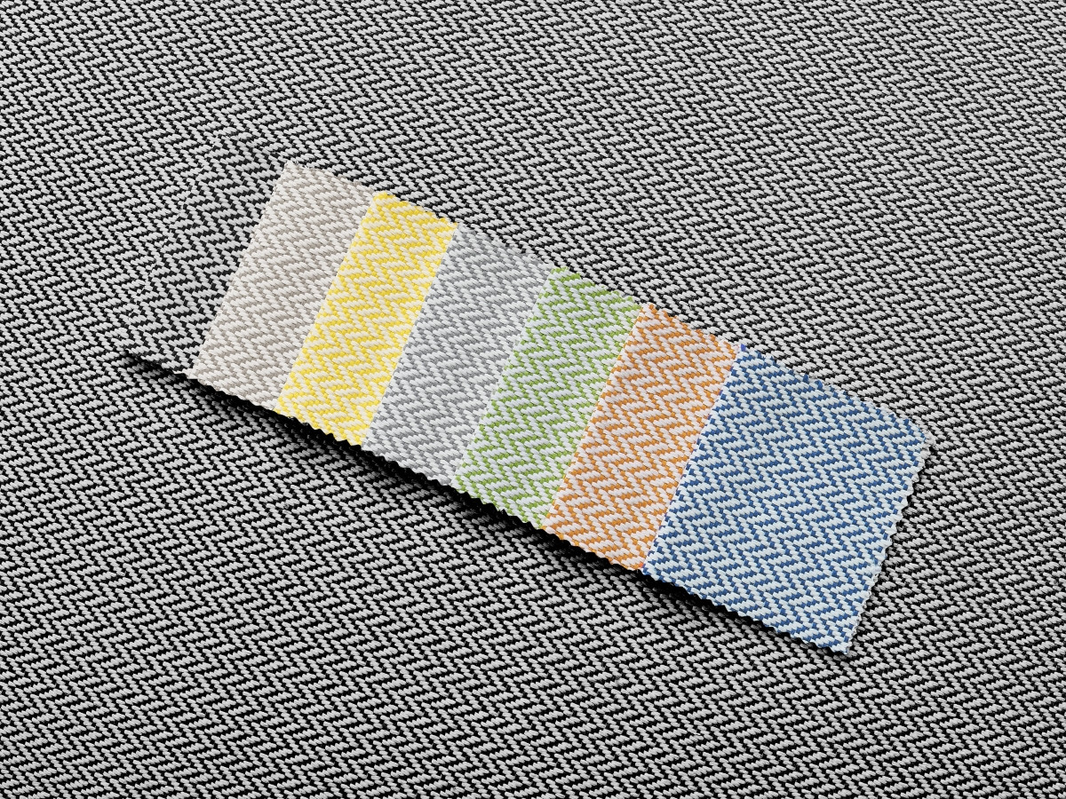 Canapé d'angle fixe EVEREST tissu chiné - Orange - Angle droit - 10 coussins