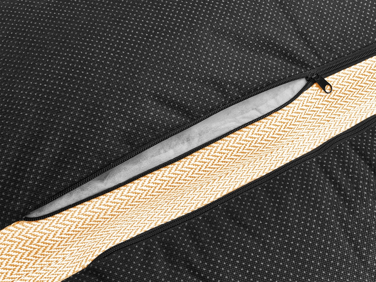 Canapé d'angle fixe EVEREST tissu chiné - Orange - Angle droit - 10 coussins