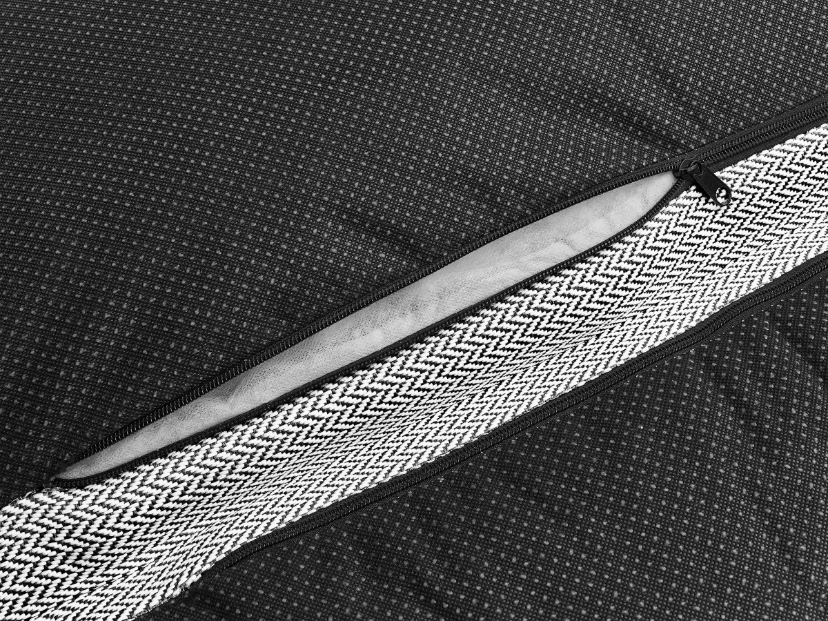 Canapé d'angle fixe EVEREST tissu chiné - Orange - Angle droit - 10 coussins