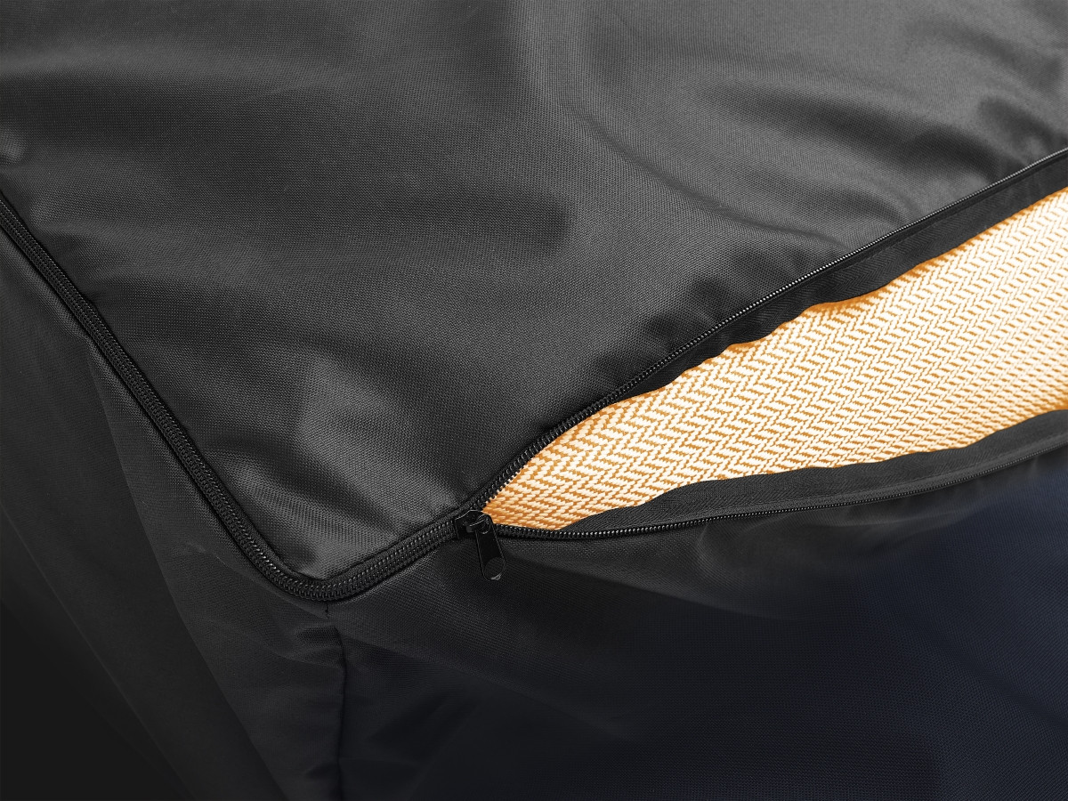 Canapé d'angle fixe EVEREST tissu chiné - Orange - Angle droit - 10 coussins