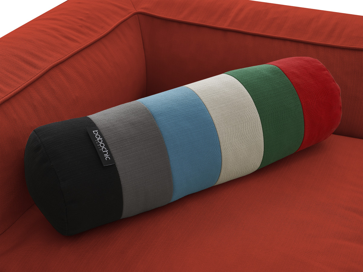 Canapé d'angle fixe EVEREST tissu chiné - Orange - Angle droit - 10 coussins