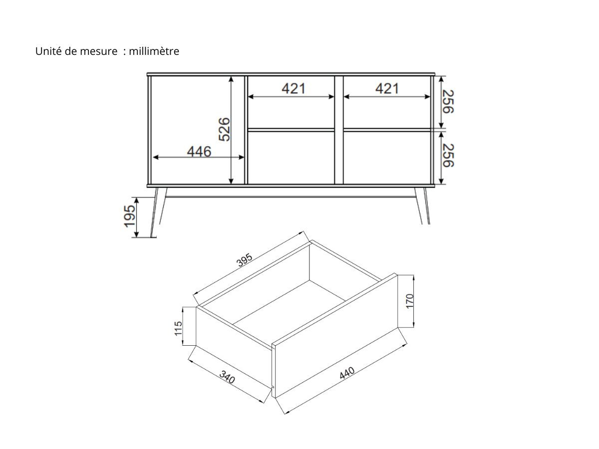 ALBI 130 cm dressoir van massief hout en rotan