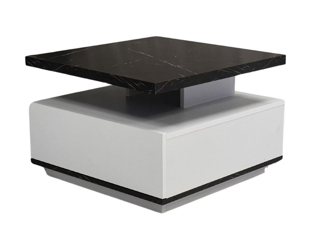 Table basse pivotante grise MAELYS plateau effet marbre noir