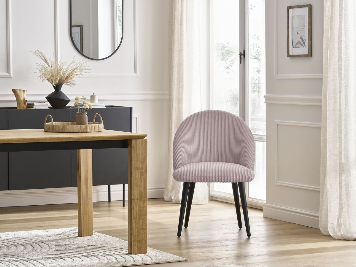 LALIE stoel in corduroy stof en zwarte Scandinavische poten