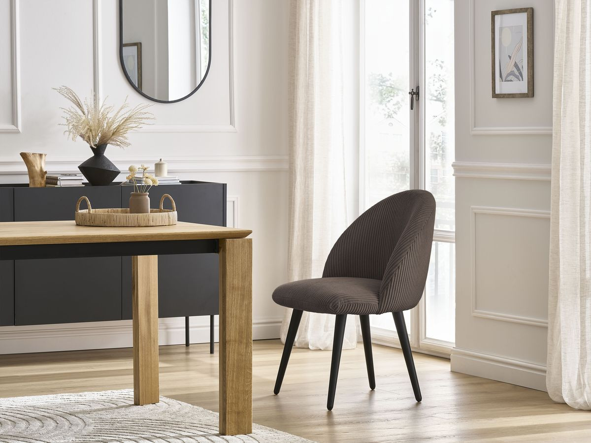 Chaise LALIE velours côtelé et pieds scandinaves noirs marron — vue 5