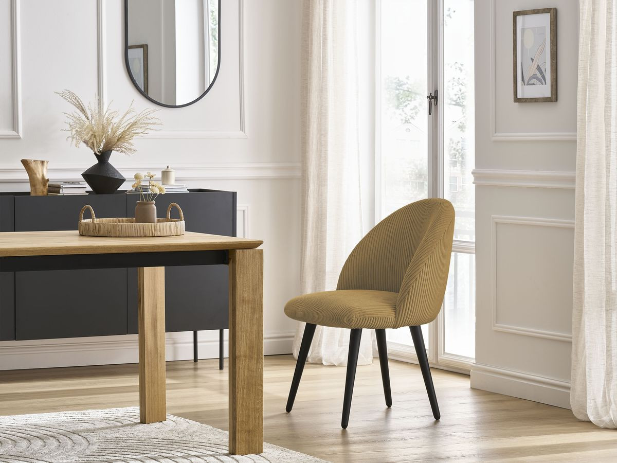 Chaise LALIE velours côtelé et pieds scandinaves noirs jaune — vue 5