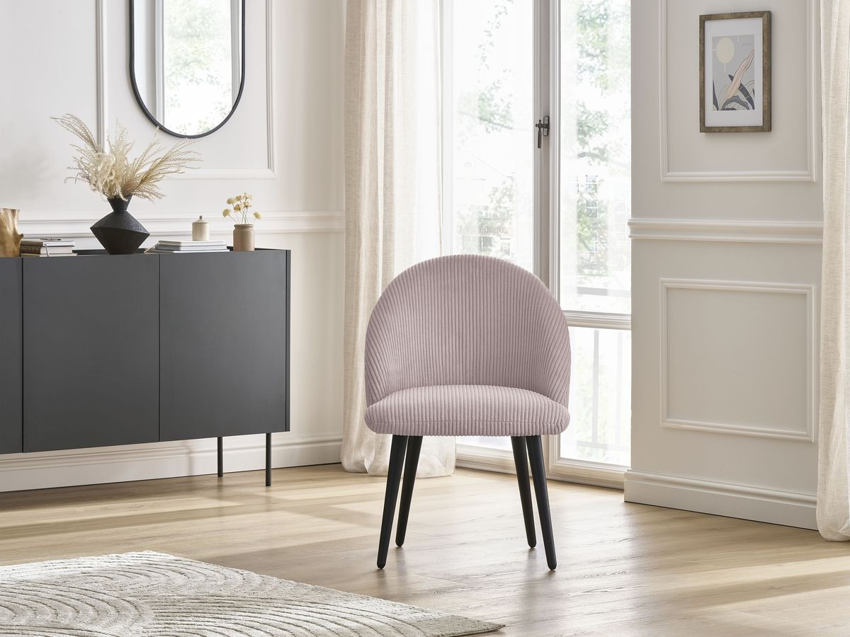 LALIE stoel in corduroy stof en zwarte Scandinavische poten