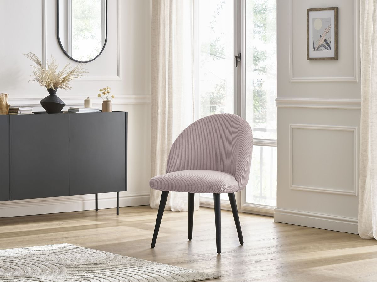 LALIE stoel in corduroy stof en zwarte Scandinavische poten