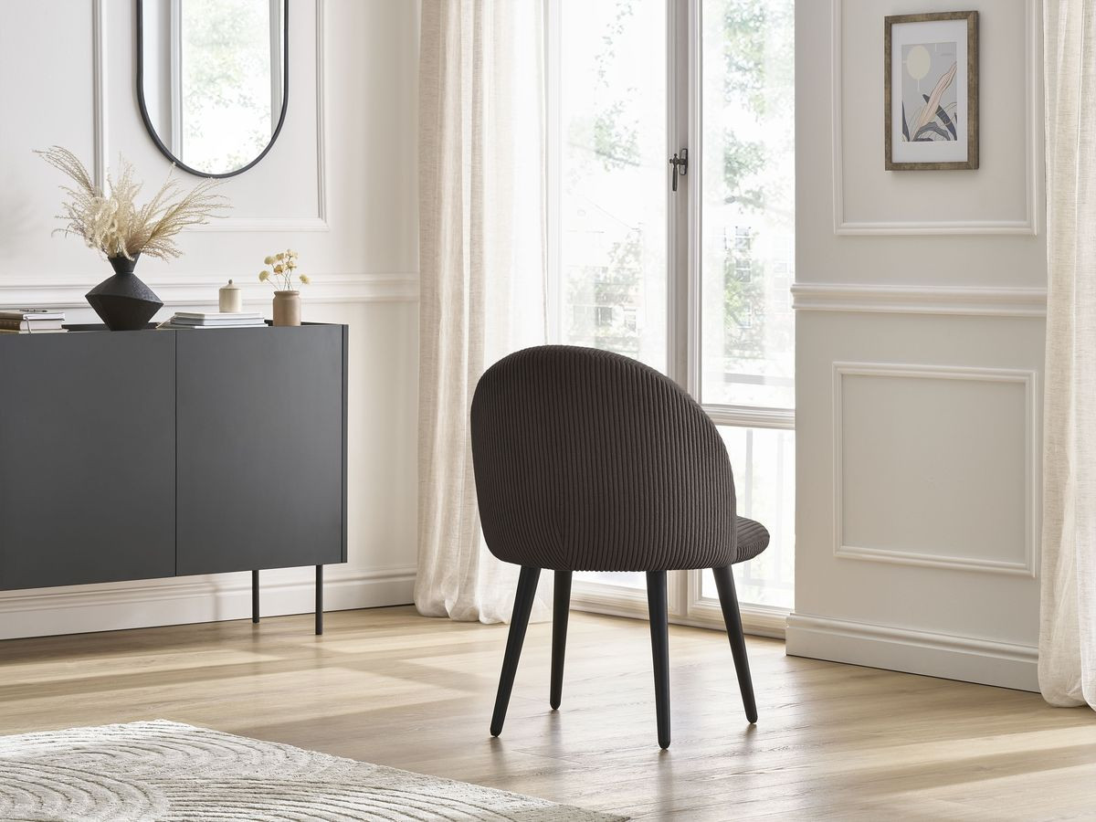 LALIE stoel in corduroy stof en zwarte Scandinavische poten