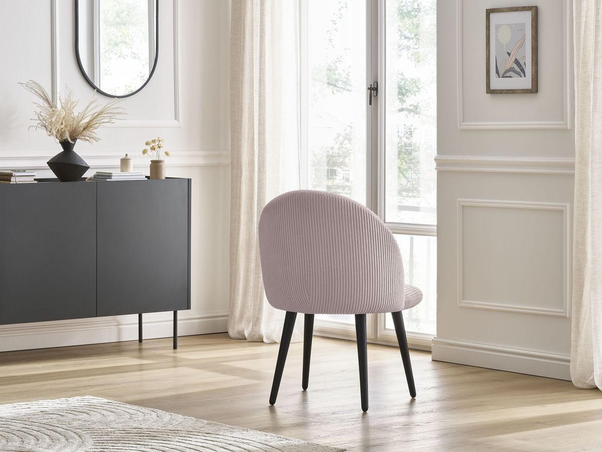 LALIE stoel in corduroy stof en zwarte Scandinavische poten