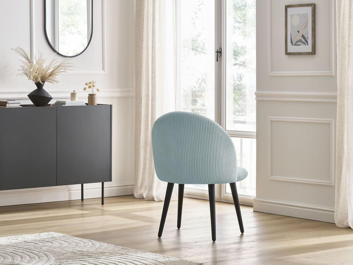 LALIE stoel in corduroy stof en zwarte Scandinavische poten