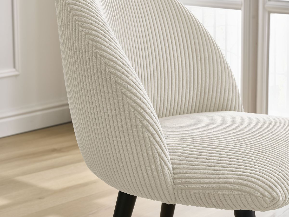 LALIE stoel in corduroy stof en zwarte Scandinavische poten