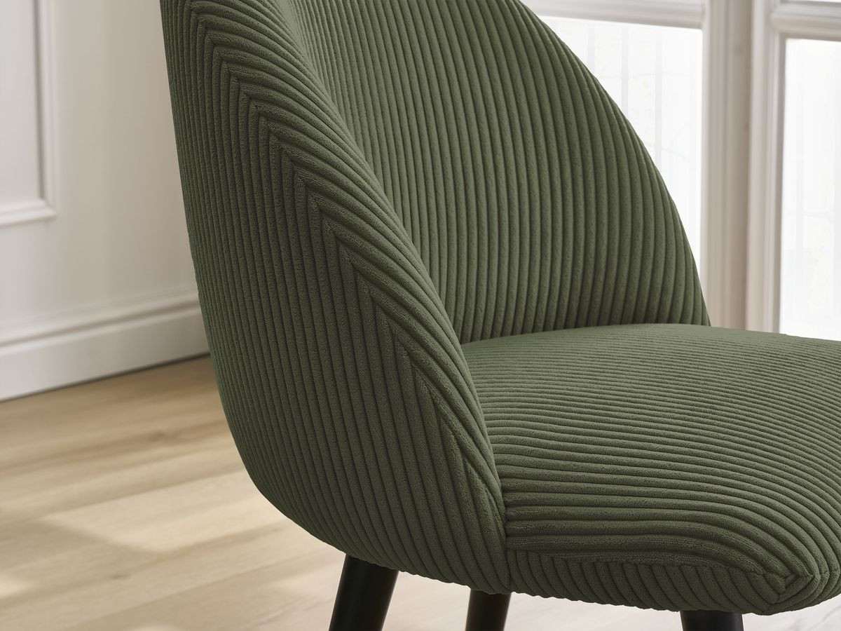 LALIE stoel in corduroy stof en zwarte Scandinavische poten