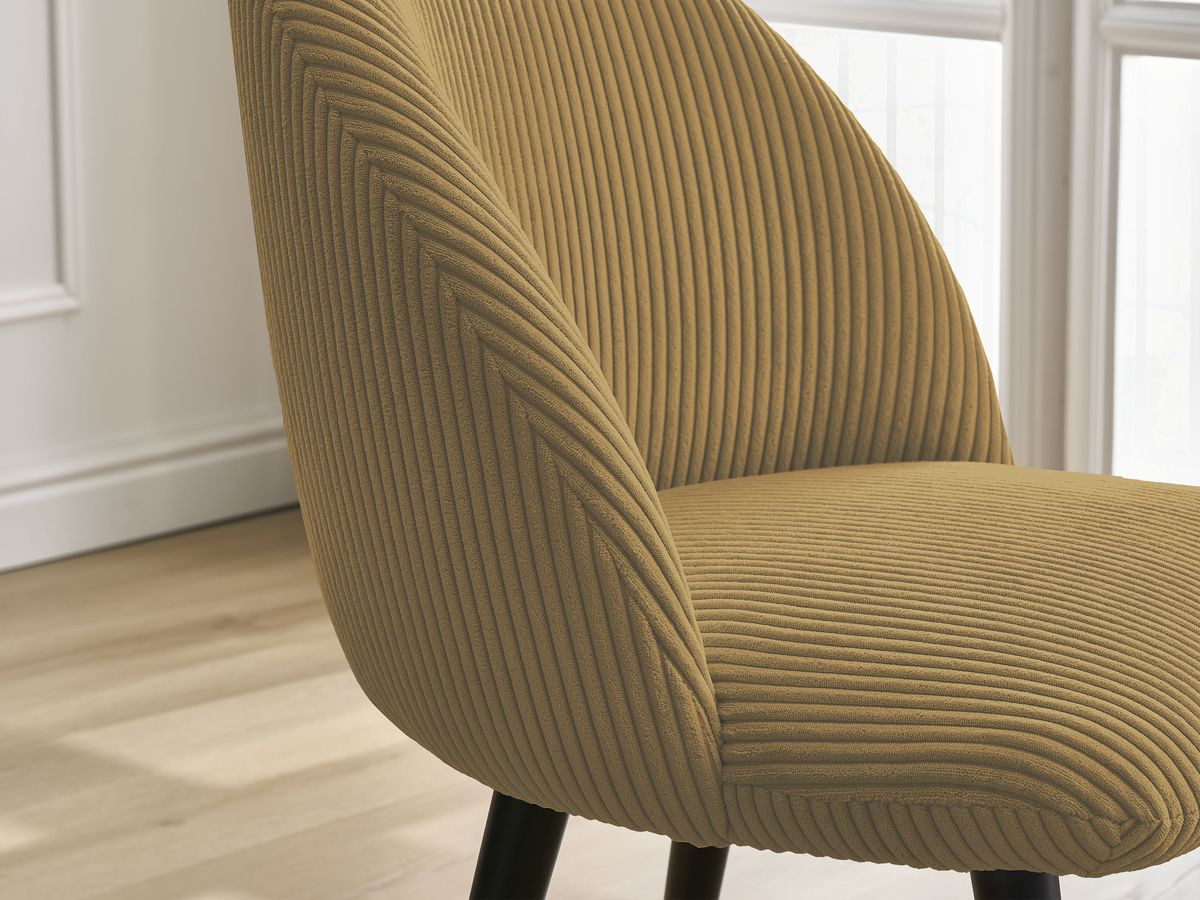 LALIE stoel in corduroy stof en zwarte Scandinavische poten