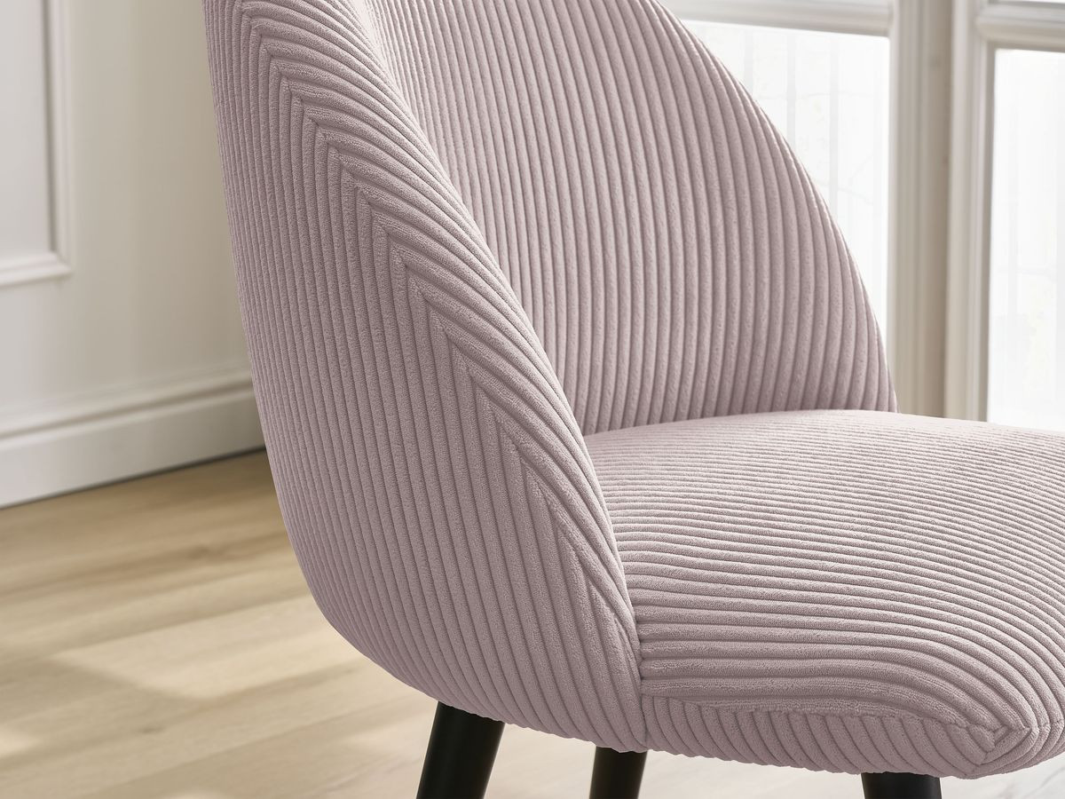 LALIE stoel in corduroy stof en zwarte Scandinavische poten