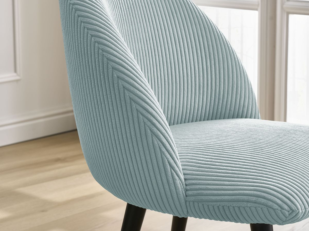 LALIE stoel in corduroy stof en zwarte Scandinavische poten