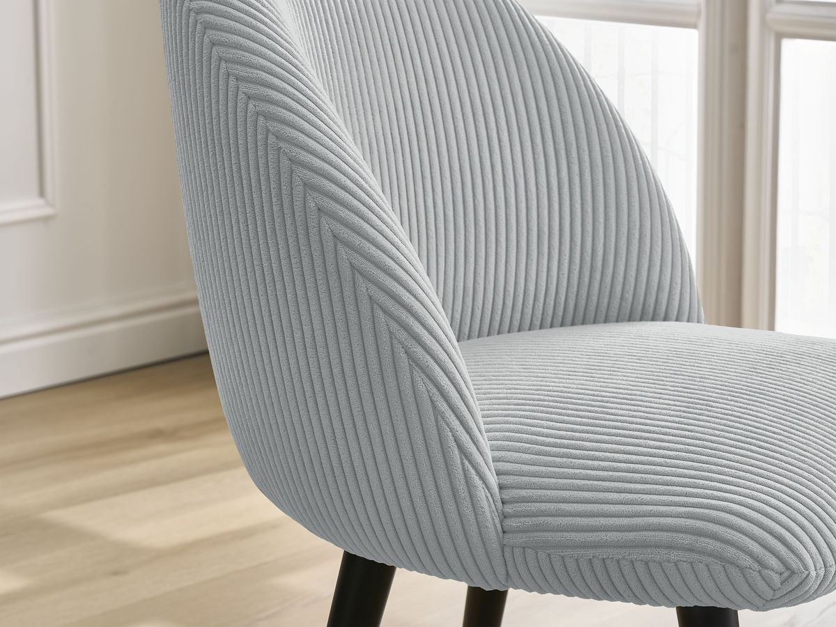 LALIE stoel in corduroy stof en zwarte Scandinavische poten
