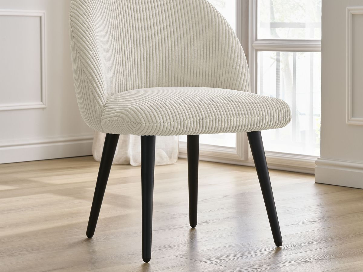 LALIE stoel in corduroy stof en zwarte Scandinavische poten
