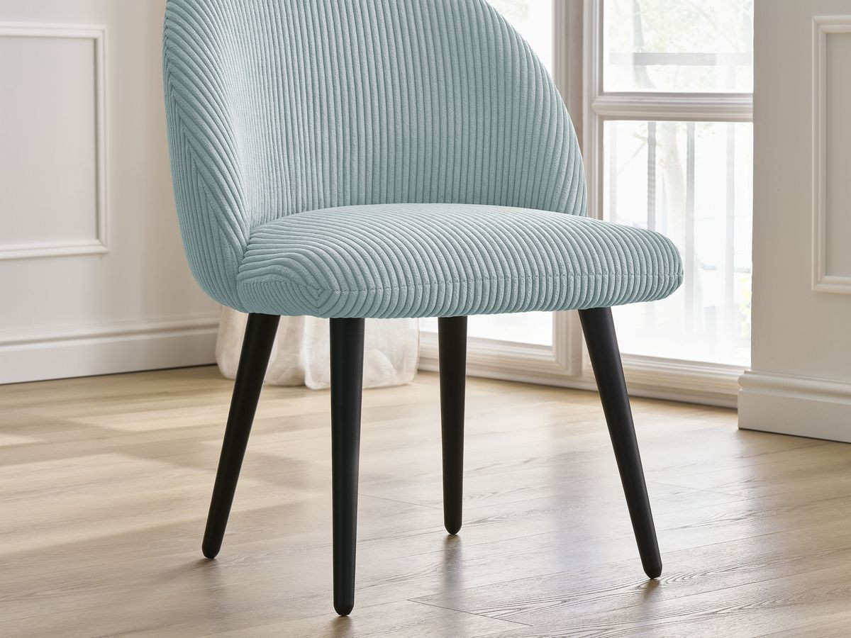 LALIE stoel in corduroy stof en zwarte Scandinavische poten