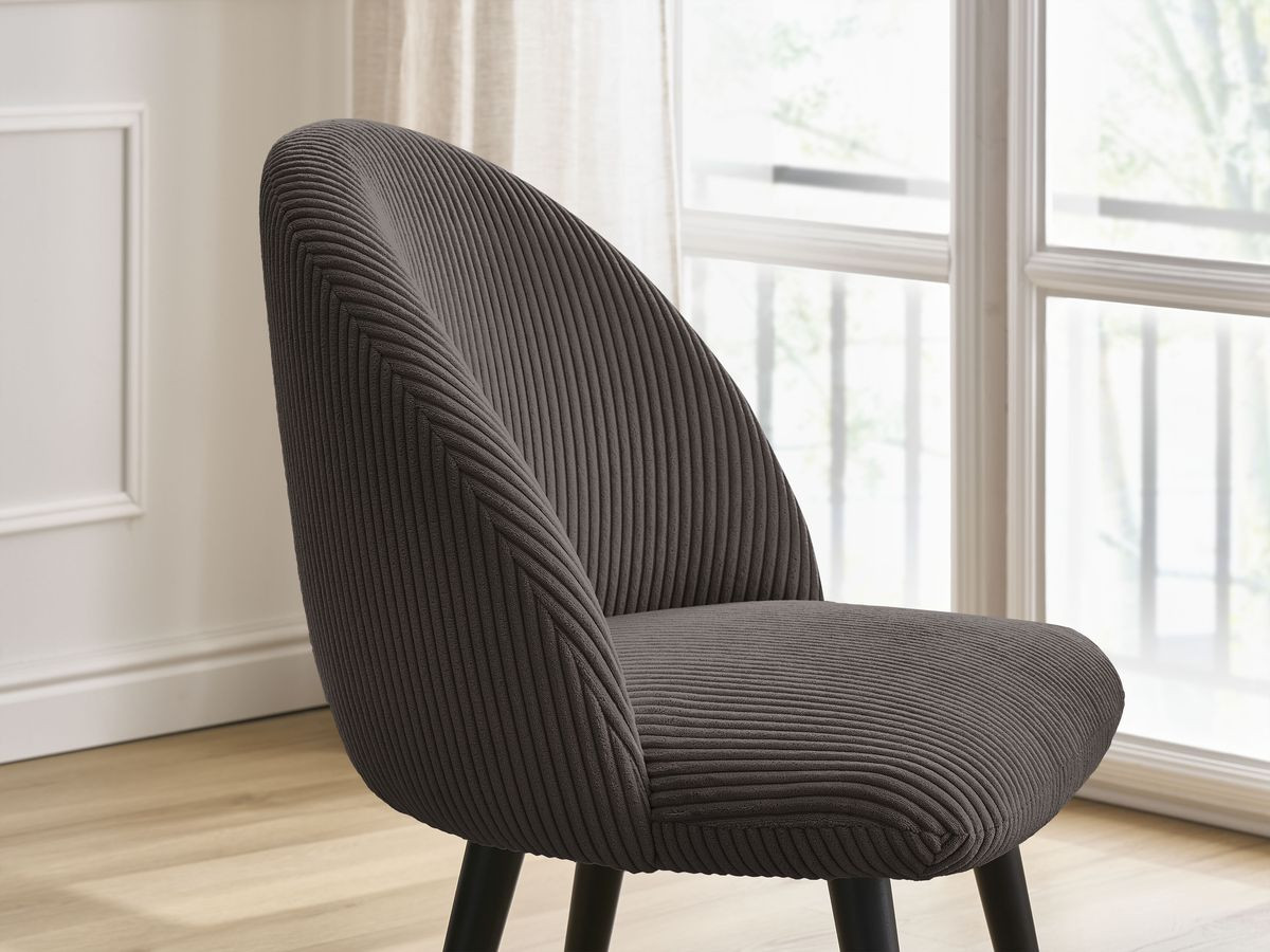 LALIE stoel in corduroy stof en zwarte Scandinavische poten