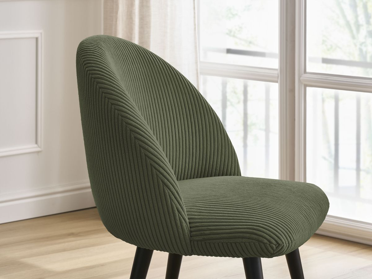 LALIE stoel in corduroy stof en zwarte Scandinavische poten