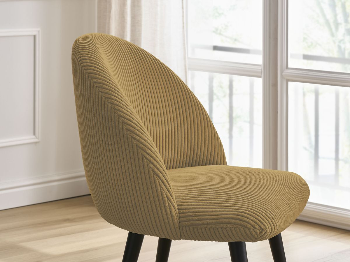 LALIE stoel in corduroy stof en zwarte Scandinavische poten