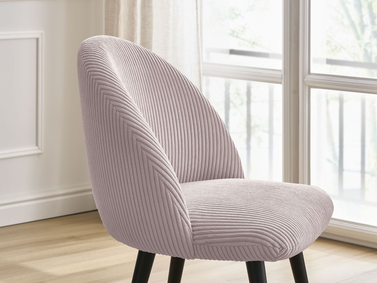 LALIE stoel in corduroy stof en zwarte Scandinavische poten