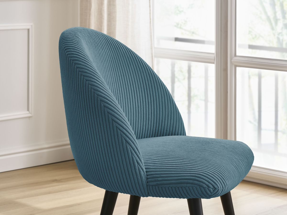 LALIE stoel in corduroy stof en zwarte Scandinavische poten