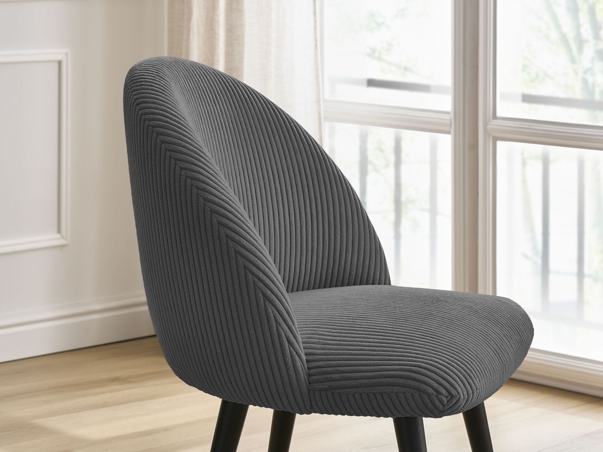 LALIE stoel in corduroy stof en zwarte Scandinavische poten