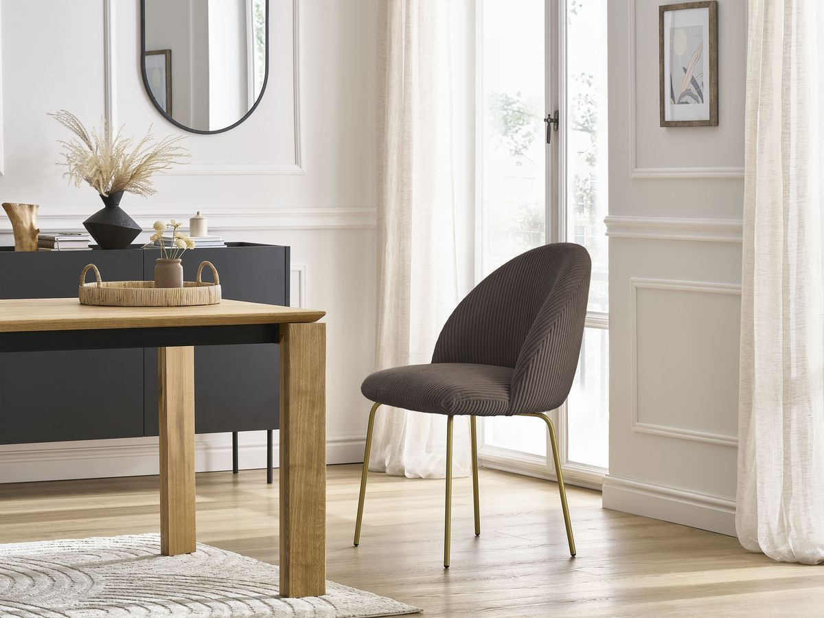 Chaise LALIE velours côtelé et pieds métal or marron — vue 5